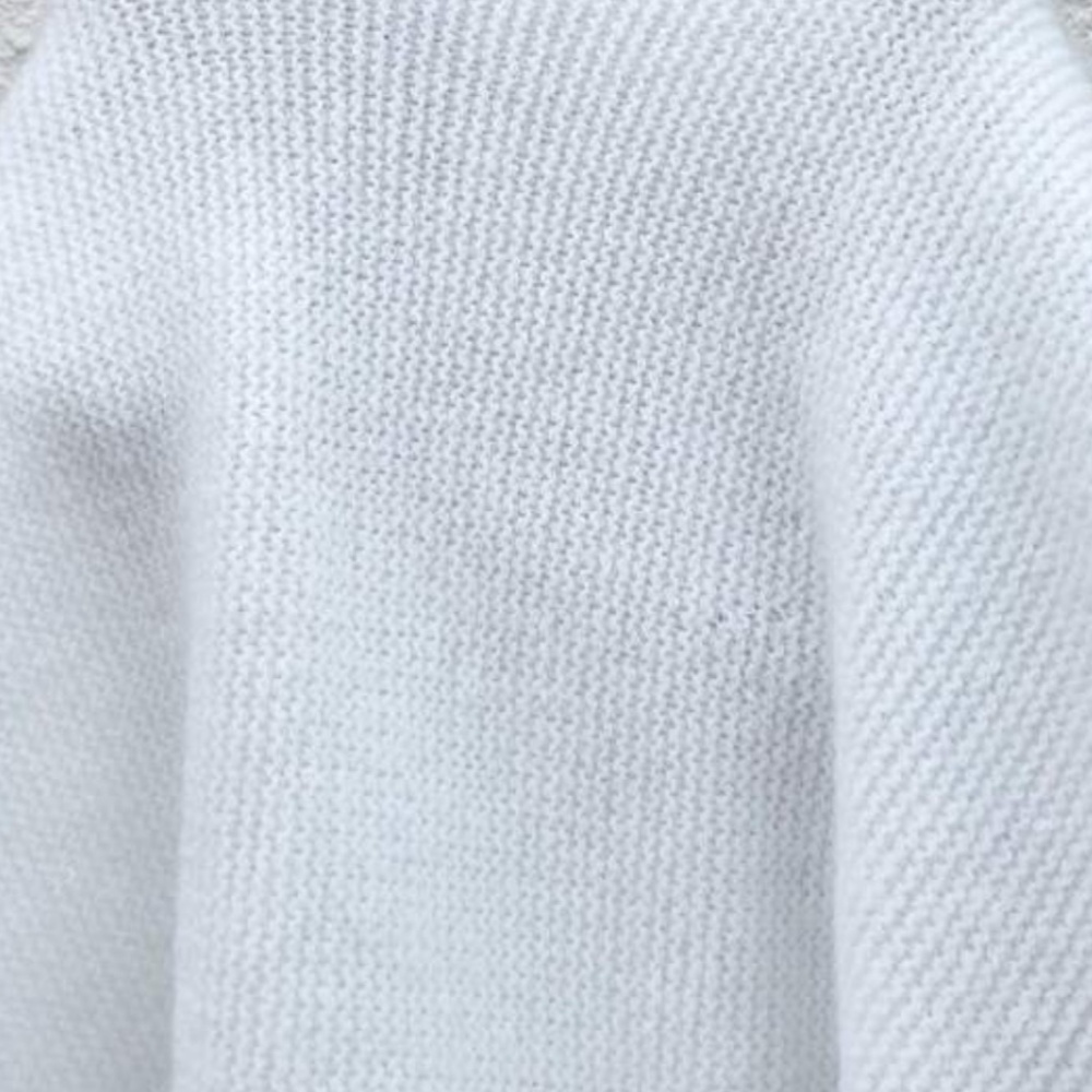 Lace Bishop Sleeves V-Neck Off White Knit Sweater - Picture 6 of 7